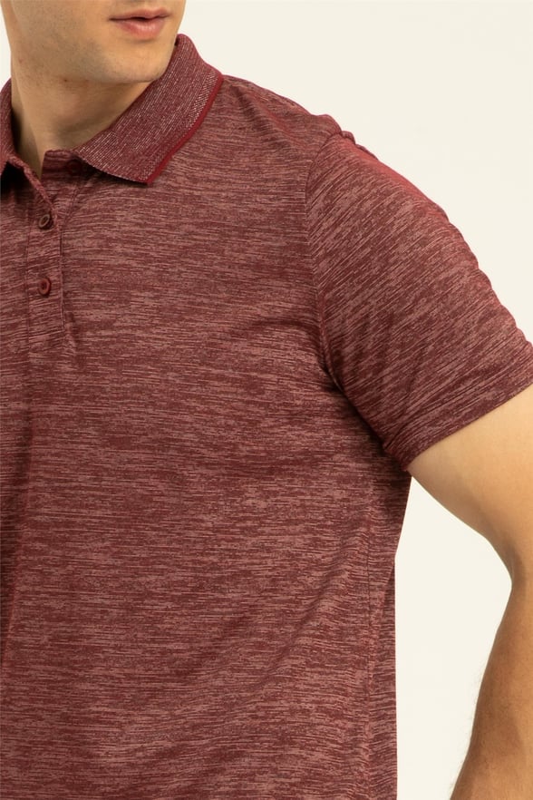 Koyu Bordo Regular Armürlü Polo Yaka  Tişört