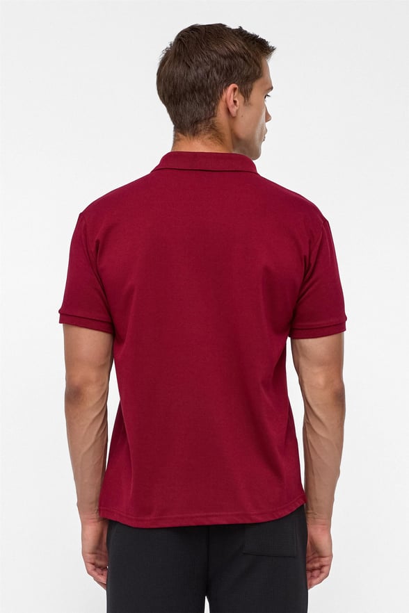 Koyu Bordo Regular Armürlü Polo Yaka Tişört