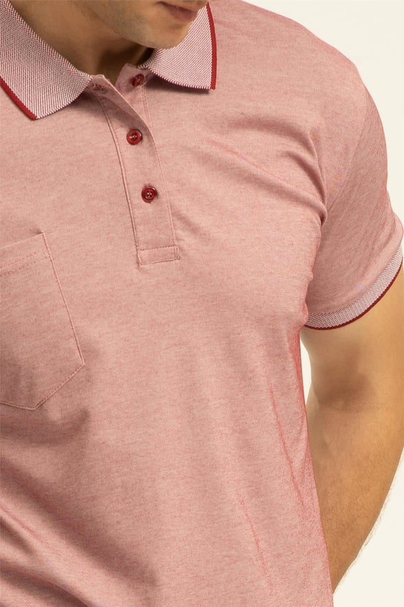 Koyu Bordo Regular Armürlü Polo Yaka  Tişört