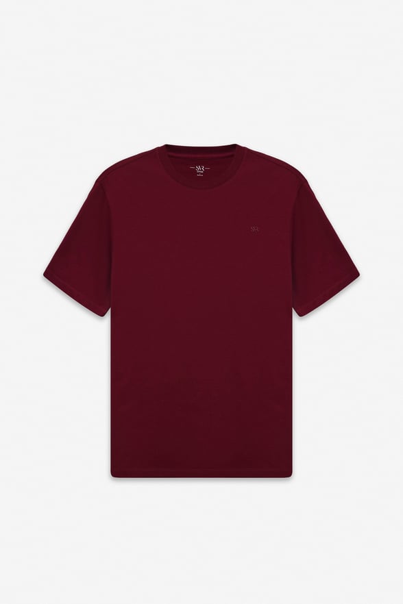 Koyu Bordo Regular Düz Baskısız Pike Bisiklet Yaka Yıkamalı Tişört