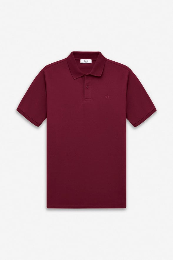 Koyu Bordo Regular Düz Baskısız Pike Düğmeli Polo Yaka Tişört