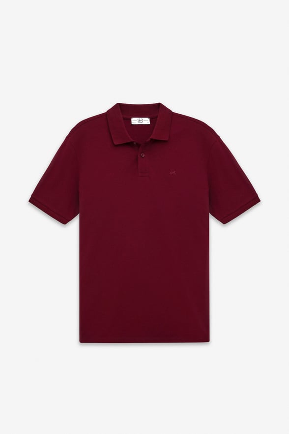 Koyu Bordo Regular Düz Baskısız Pike Düğmeli Polo Yaka Standart Tişört