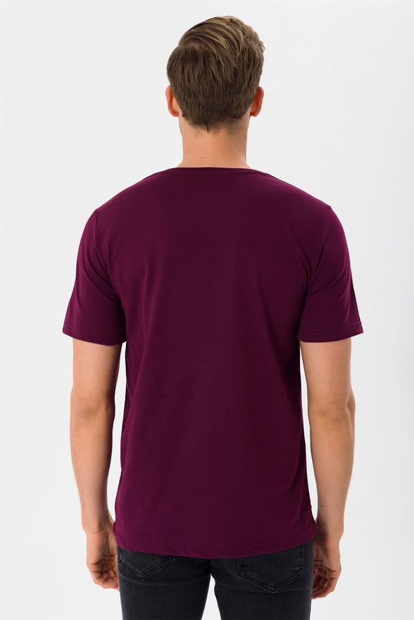 Koyu Bordo Regular Düz O Yaka  Tişört
