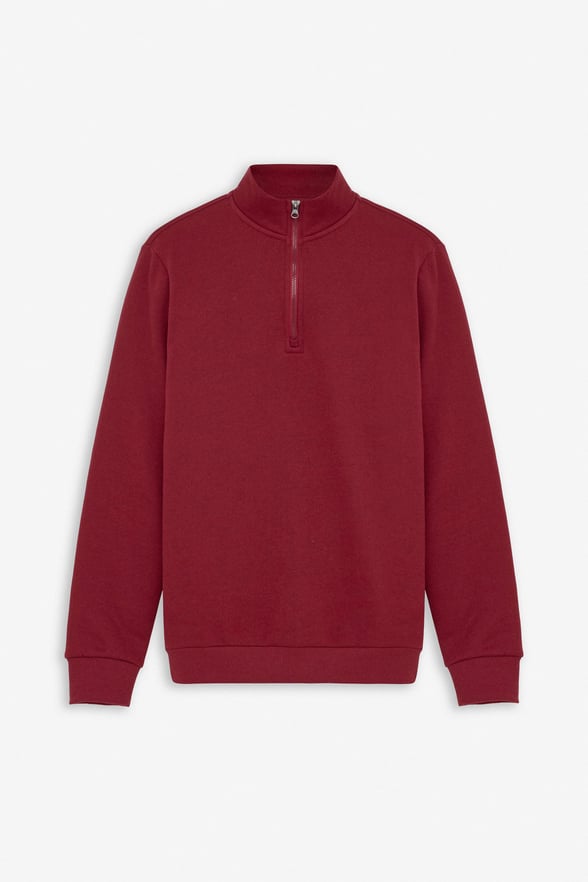 Koyu Bordo Regular Düz Yarım Balıkçı Yaka Sweatshirt