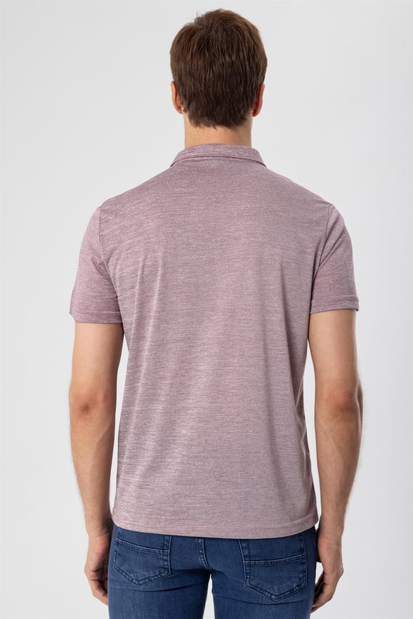 Koyu Bordo Slim Armürlü Polo Yaka  Tişört