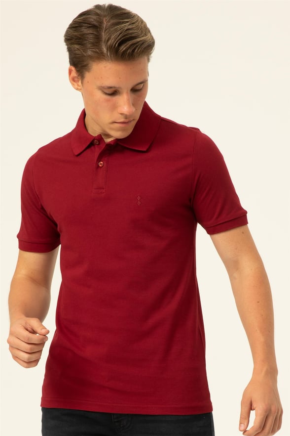 Koyu Bordo Slim Armürlü Polo Yaka  Tişört