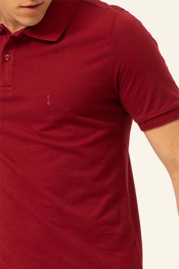 Koyu Bordo Slim Armürlü Polo Yaka  Tişört