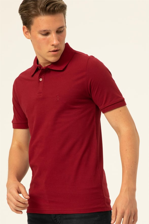 Koyu Bordo Slim Armürlü Polo Yaka  Tişört