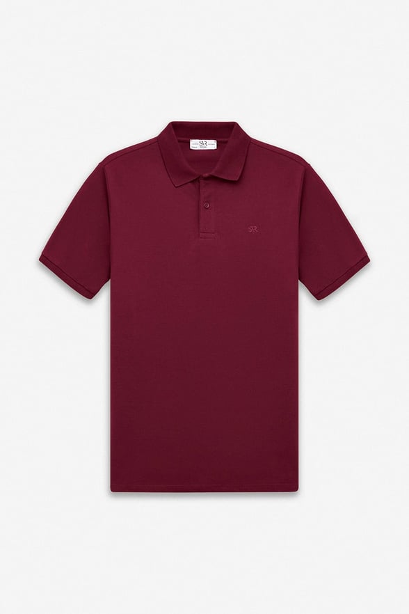 Koyu Bordo Slim Düz Düğmeli Polo Yaka Tişört