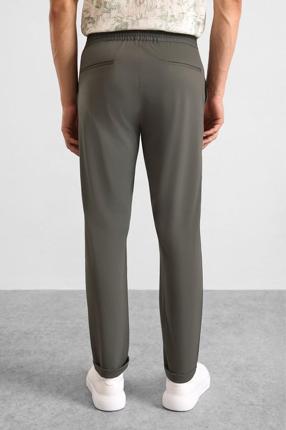 Koyu Haki Slim Düz Jogger Pantolon