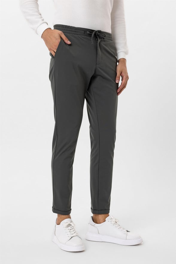 Koyu Haki Slim Düz Jogger Pantolon