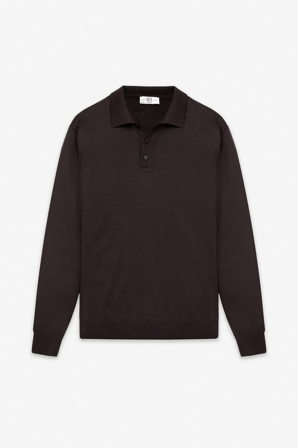 Koyu Kahve Regular Düz Polo Yaka Triko