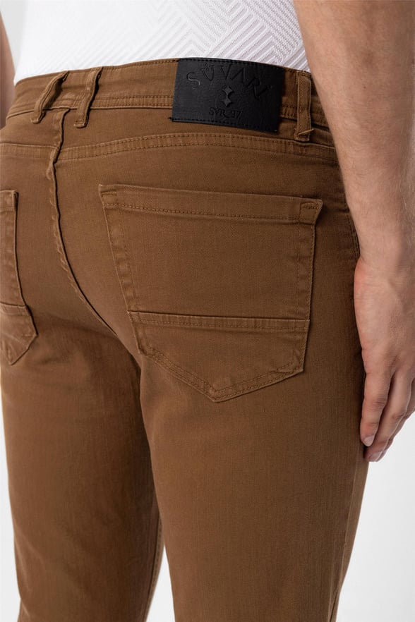 Koyu Kahve Slim 5 Cep Kalıp Düz   Pantolon