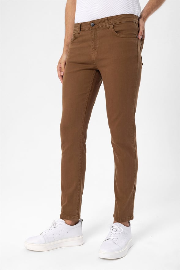 Koyu Kahve Slim 5 Cep Kalıp Düz   Pantolon