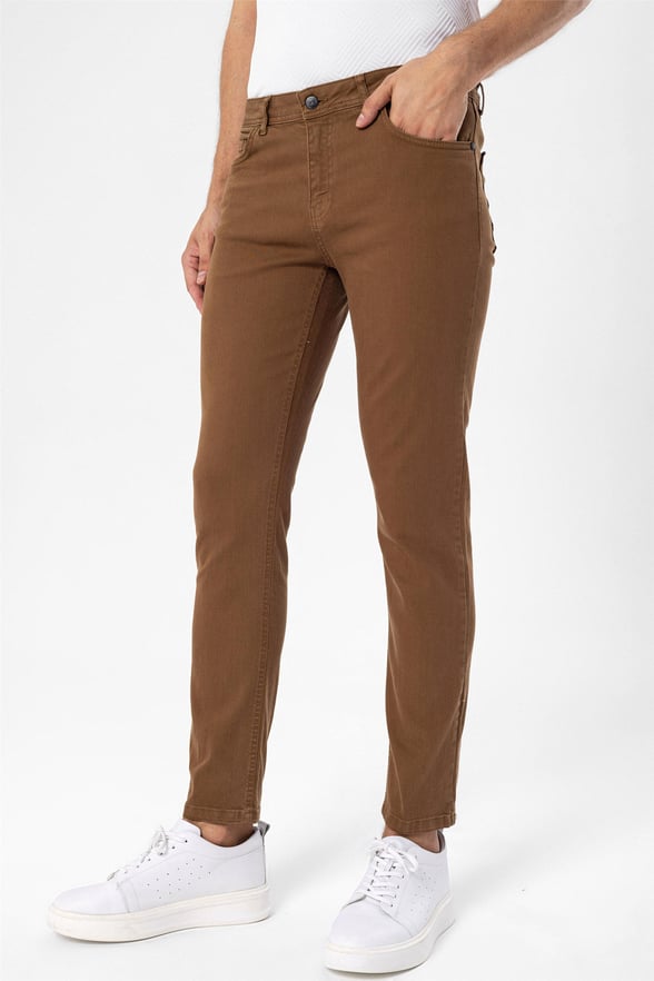 Koyu Kahve Slim 5 Cep Kalıp Düz   Pantolon