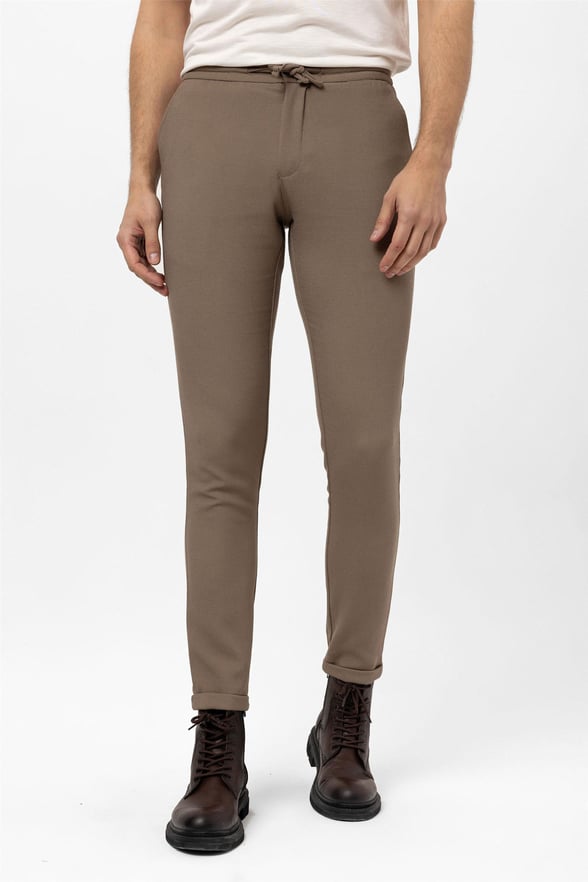 Koyu Kahve Slim Desenli Jogger Pantolon