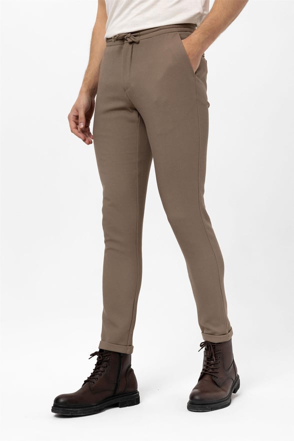 Koyu Kahve Slim Desenli Jogger Pantolon