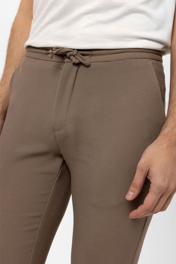Koyu Kahve Slim Desenli Jogger Pantolon