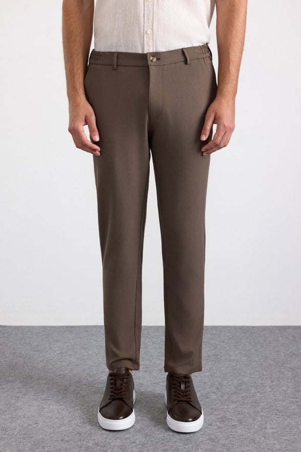 Koyu Kahve Slim Düz Jogger Pantolon