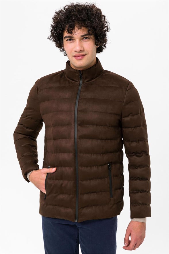 Koyu Kahve Slim Kapitone Mont