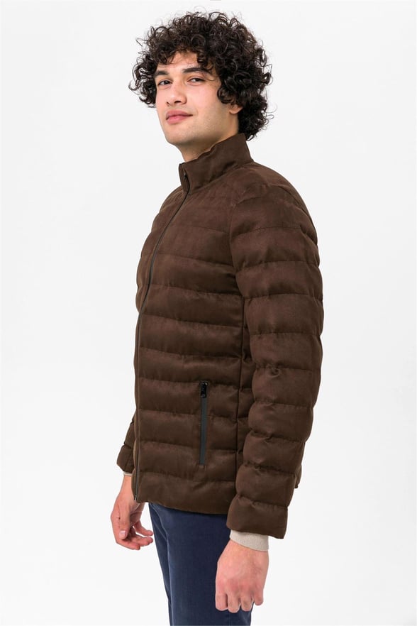 Koyu Kahve Slim Kapitone Mont