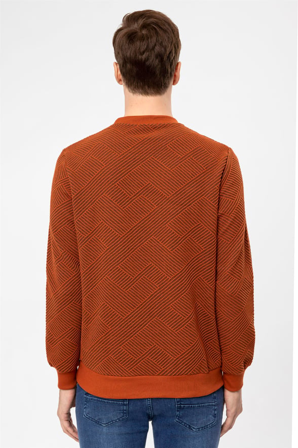 Koyu Kiremit Regular Kapitone O Yaka  Sweatshirt