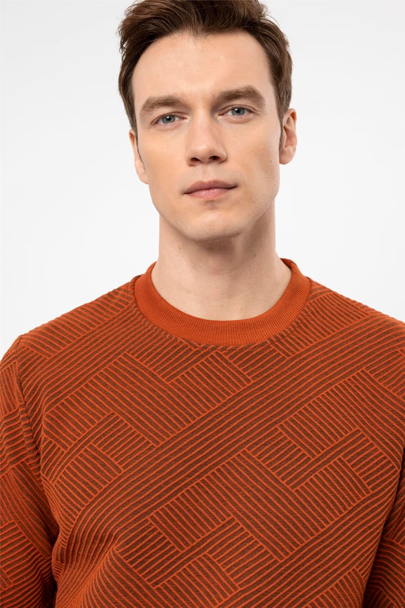 Koyu Kiremit Regular Kapitone O Yaka  Sweatshirt