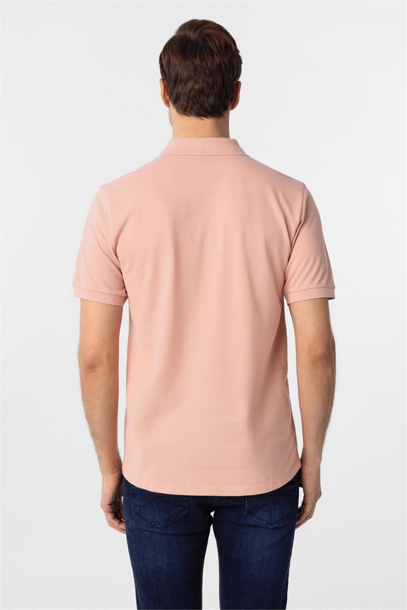 Koyu Pembe Regular Armürlü Polo Yaka Tişört
