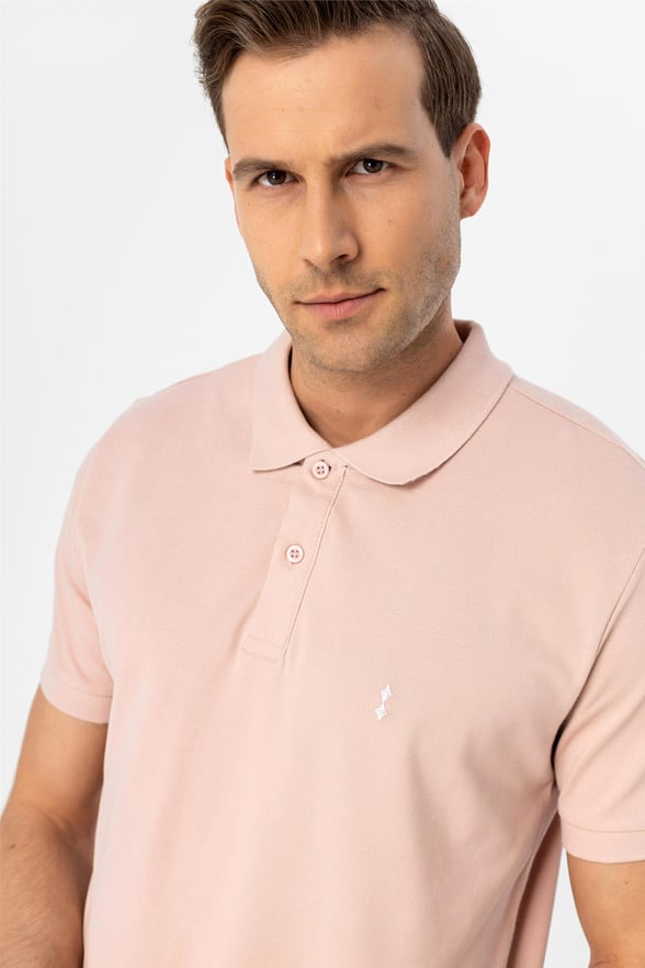 Koyu Pembe Slim Armürlü Polo Yaka  Tişört