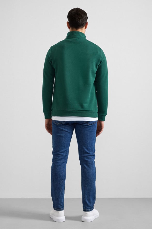 Koyu Yeşil Regular Düz Yarım Balıkçı Yaka Sweatshirt