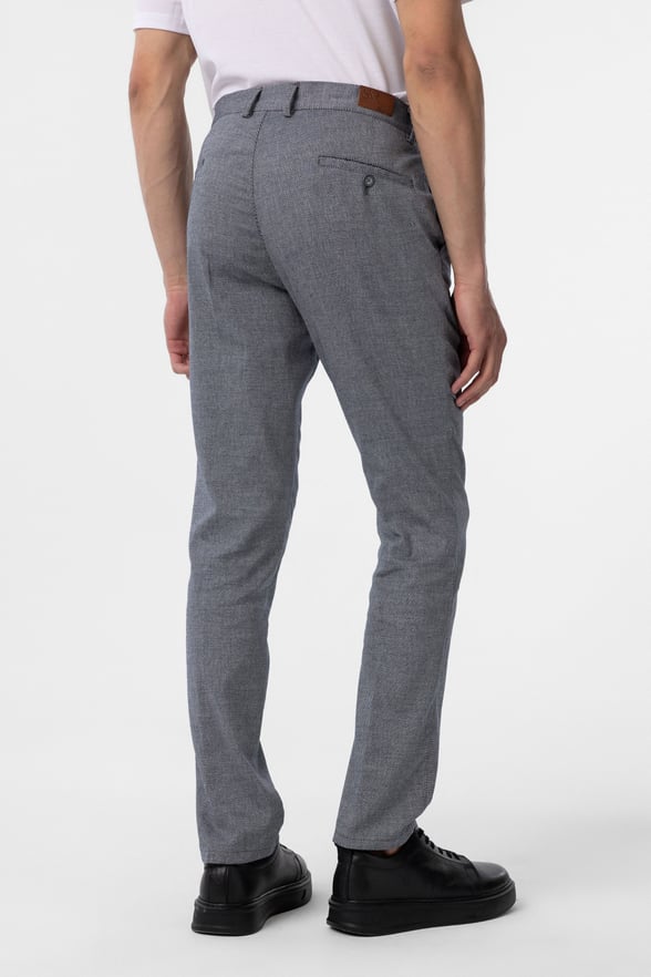 Lacivert Regular Armürlü Kanvas Pantolon