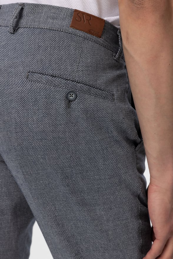 Lacivert Regular Armürlü Kanvas Pantolon