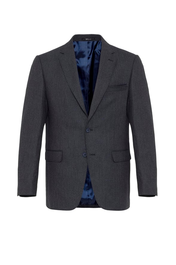 Lacivert Regular Armürlü Mono Yaka 6 Drop                                                       Ceket