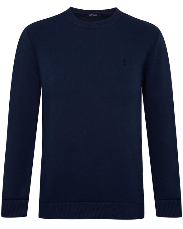 Lacivert Regular Armürlü O Yaka  Sweatshirt