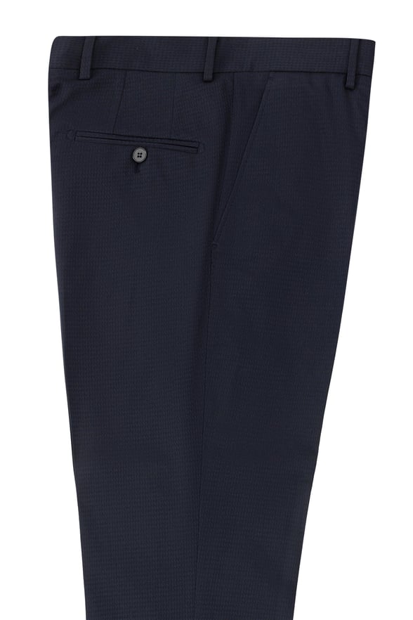 Lacivert Regular Armürlü Pantolon