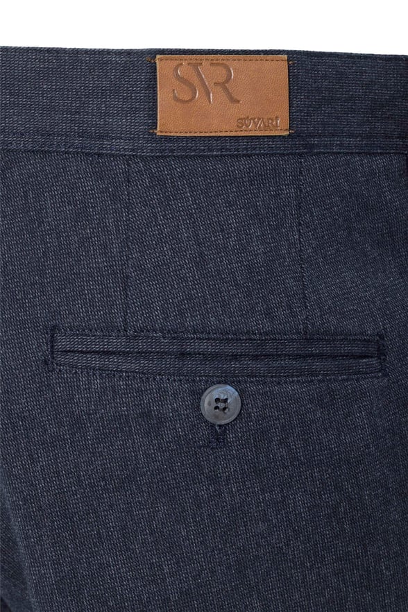 Lacivert Regular Armürlü Pantolon