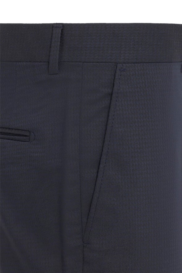 Lacivert Regular Armürlü Pantolon