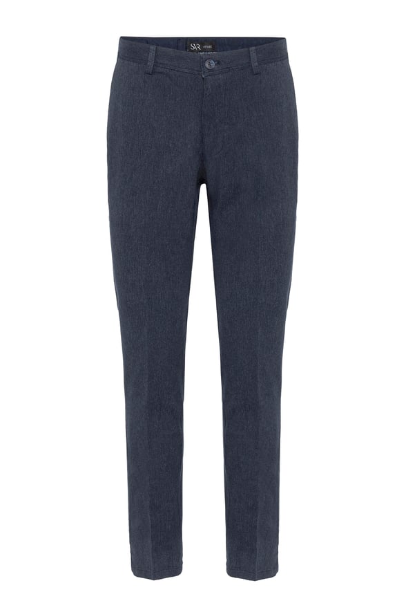 Lacivert Regular Armürlü Pantolon