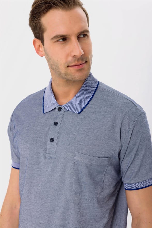 Lacivert Regular Armürlü Polo Yaka  Tişört