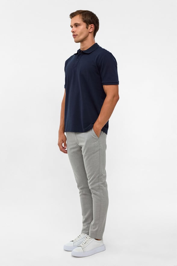 Lacivert Regular Armürlü Polo Yaka Tişört