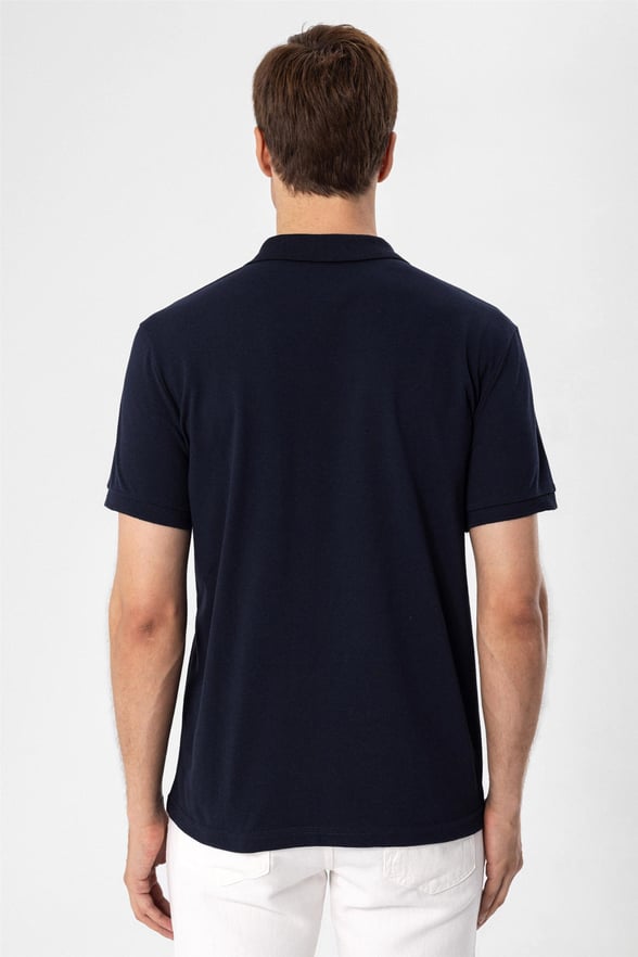 Lacivert Regular Armürlü Polo Yaka  Tişört