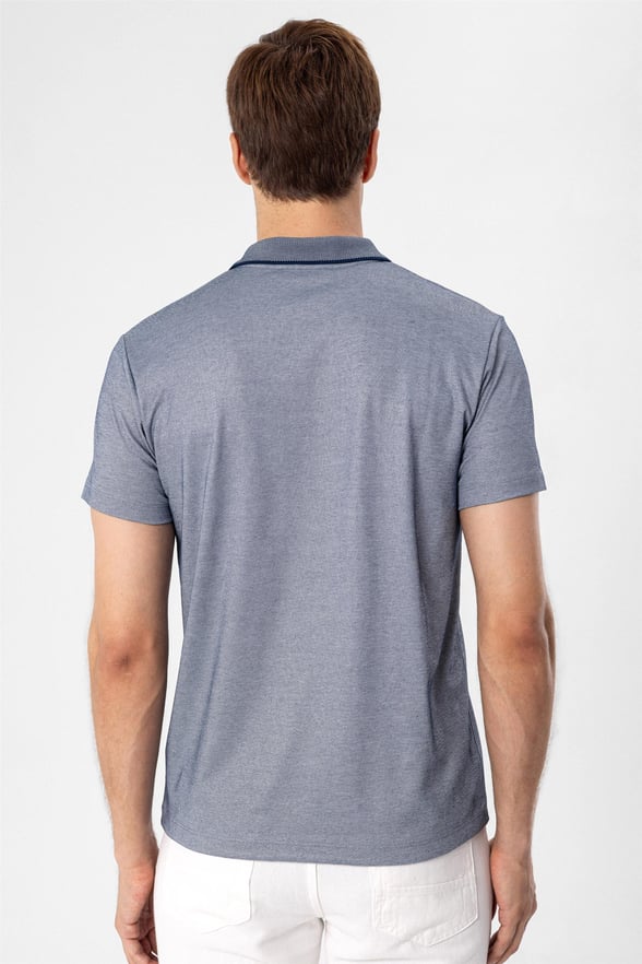 Lacivert Regular Armürlü Polo Yaka  Tişört