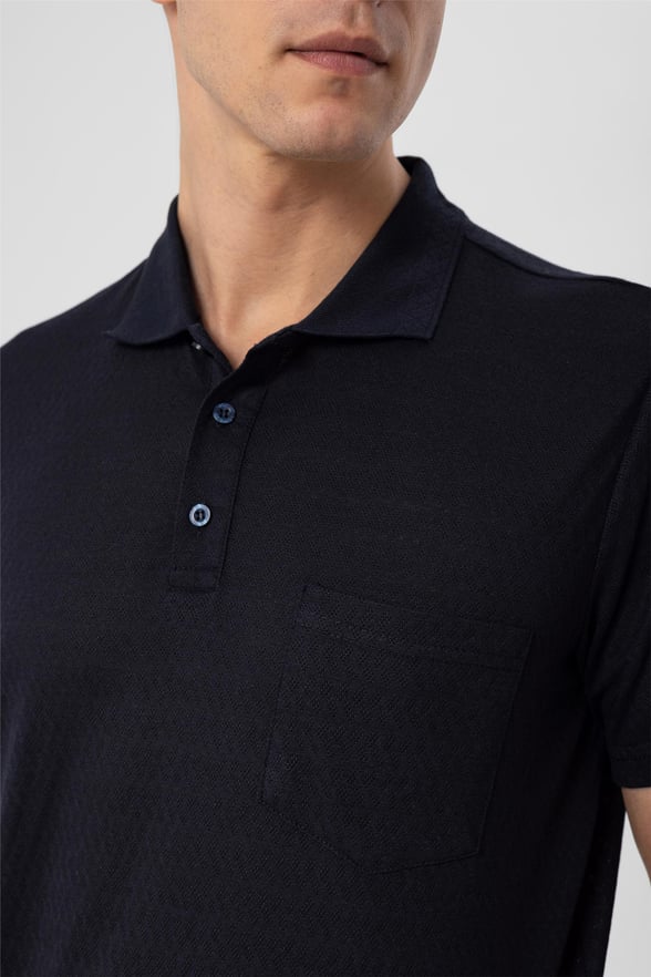Lacivert Regular Armürlü Polo Yaka  Tişört