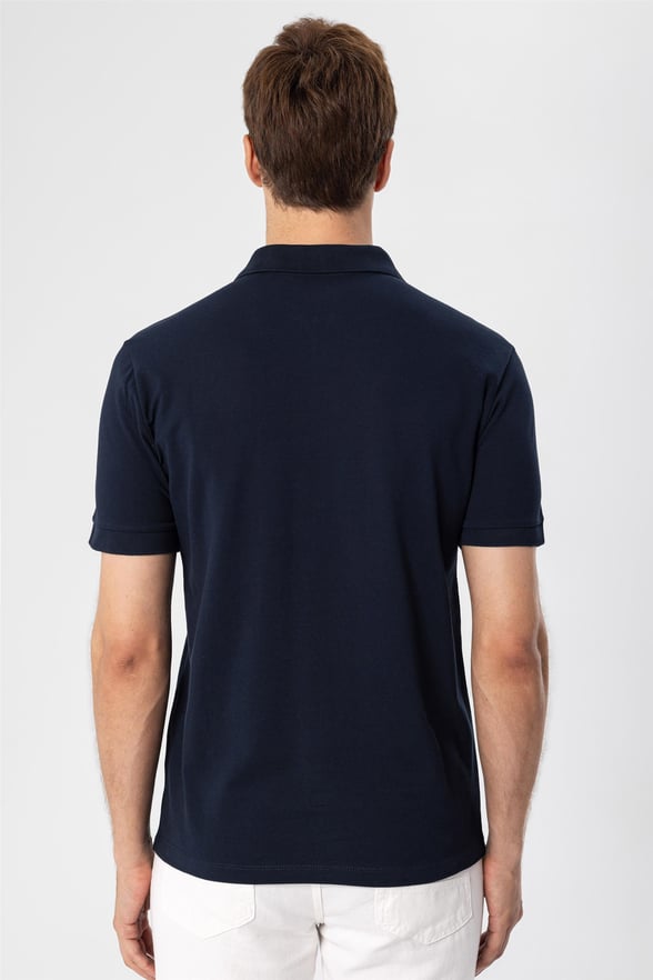 Lacivert Regular Armürlü Polo Yaka  Tişört