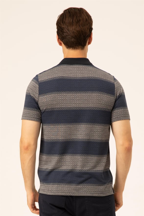Lacivert Regular Armürlü Polo Yaka  Tişört
