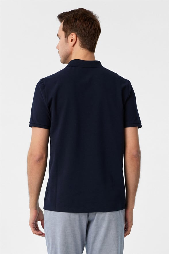 Lacivert Regular Armürlü Polo Yaka Tişört