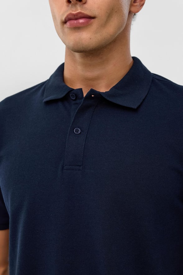Lacivert Regular Armürlü Polo Yaka Tişört