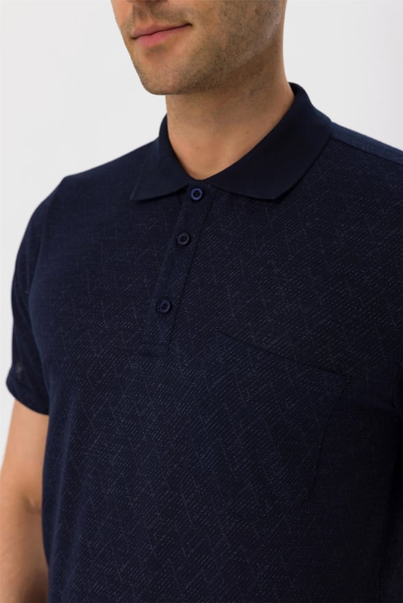 Lacivert Regular Armürlü Polo Yaka  Tişört
