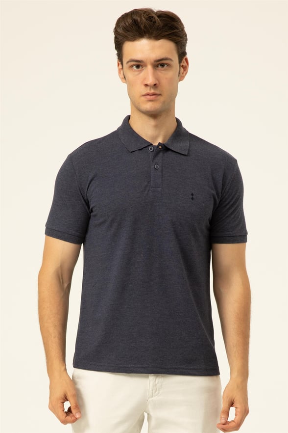 Lacivert Regular Armürlü Polo Yaka  Tişört