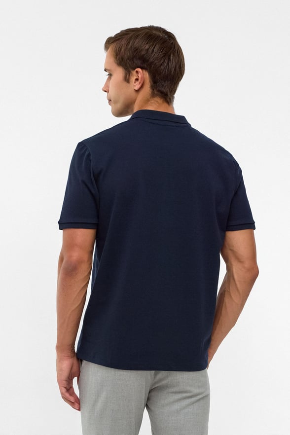 Lacivert Regular Armürlü Polo Yaka Tişört